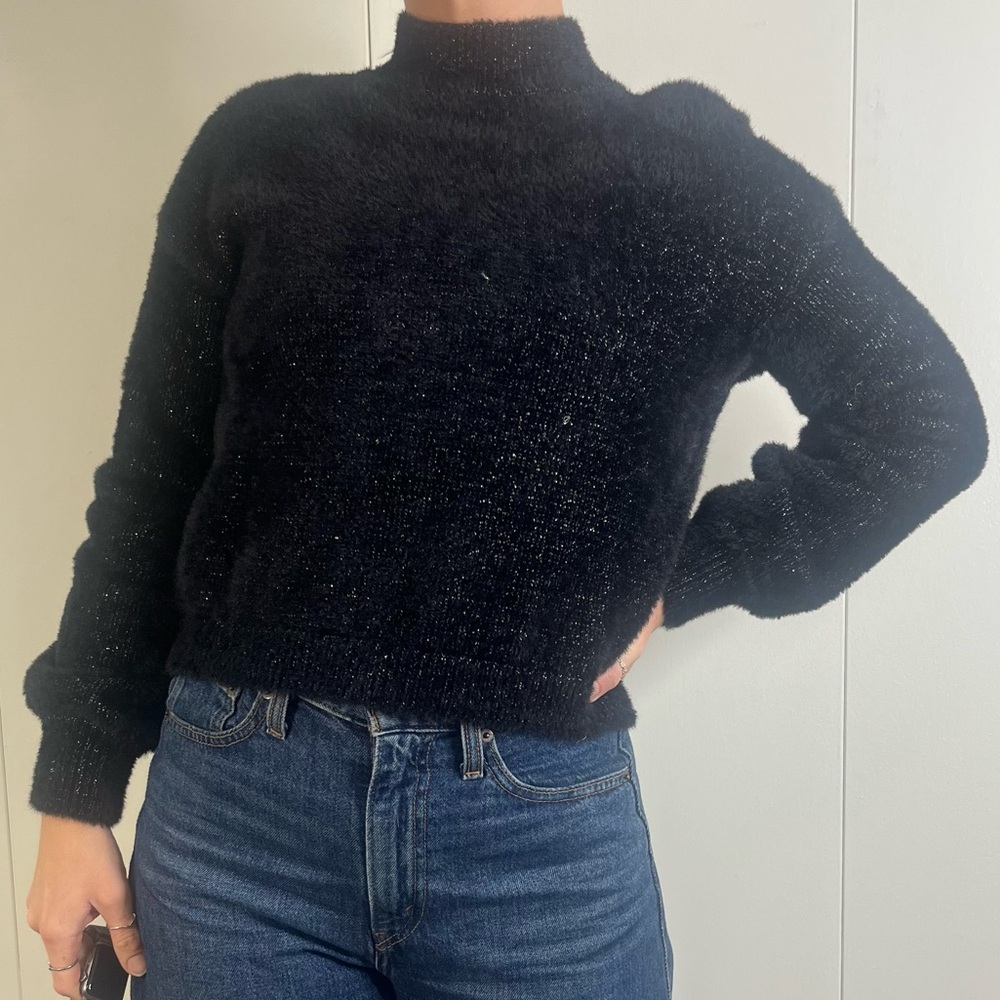 Wild Fable black silver sparkle mock neck sweatshirt